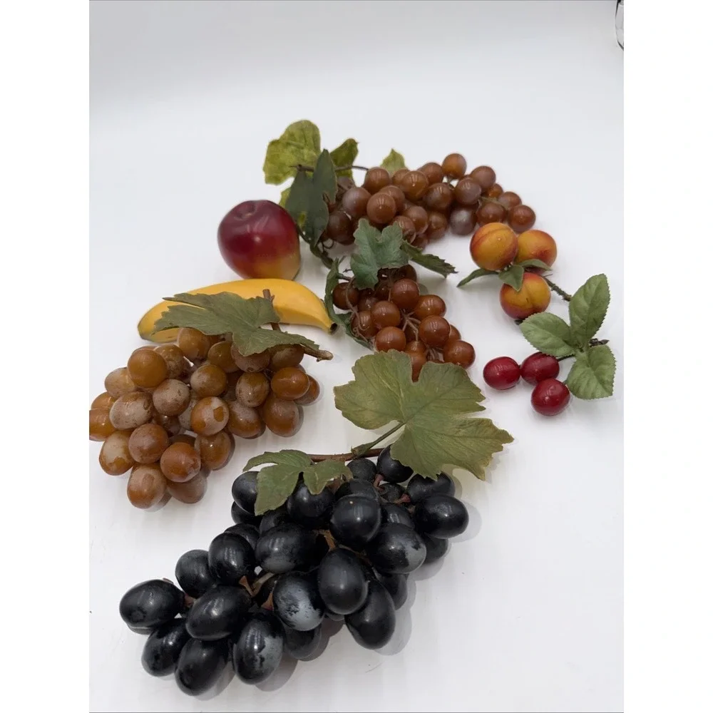 Mixed Lot Vtg. Artificial Faux Rubber Plastic Fruit Bananas Orange Grapes Apple